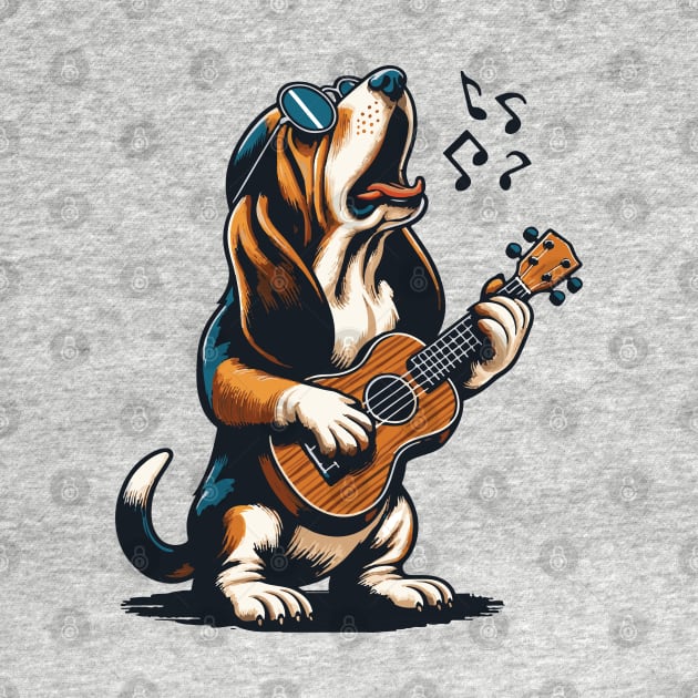 Dog Playing Guitar Singing Basset Hound Funny by BraaiNinja